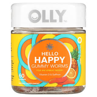 OLLY, Hello Happy, Gummy Worms, Tropical Zing, 60 Gummies