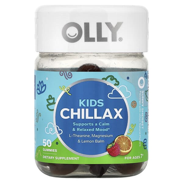 OLLY Kids Chillax, Ages 7+, Sunny Sherbet, 50 Gummies