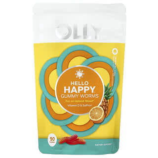 OLLY, Hello Happy® Gummy Worms, Tropical Zing, 90 Gummies