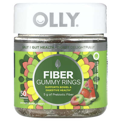 OLLY, Fiber Gummy Rings, Berry Melon, 5 g, 50 gummies (2.5 g each gummy)