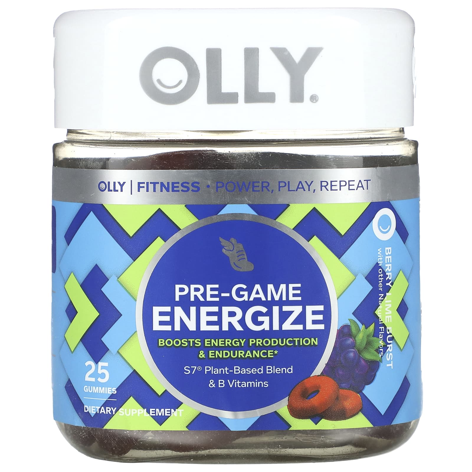OLLY, PreGame Energize, Berry Lime Burst, 25 Gummies
