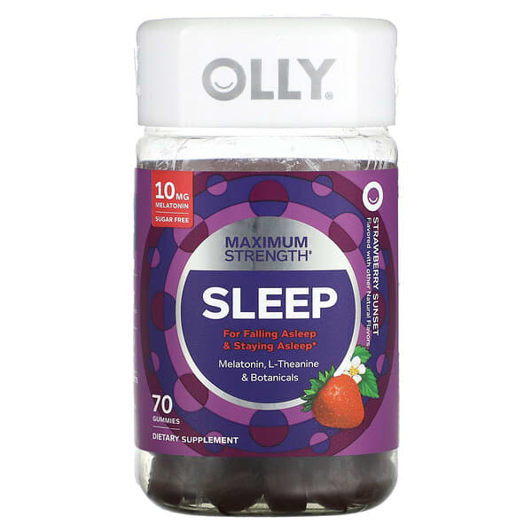 Sleep Gummies, Maximum Strength, Sugar Free, Strawberry Sunset, 5 mg, 70 Gummies