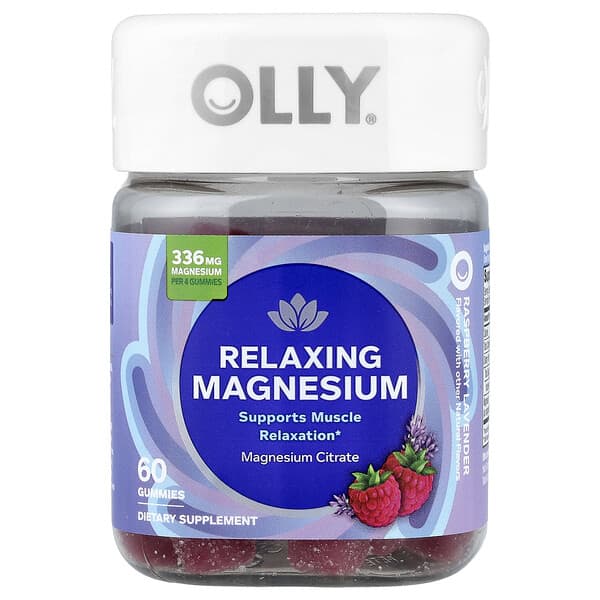 OLLY, Gula-gula Getah Magnesium yang Menenangkan, Lavender Rasberi, 60 Gula-gula Getah (84 mg setiap Gula-gula Getah)