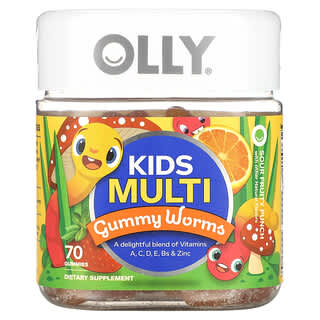 OLLY, Suplemento múltiple para niños, Gomitas de gusanos, Ponche de frutas ácidas`` 70 gomitas