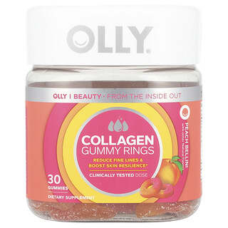 OLLY‏, סוכריות טבעות גומי עם קולגן,‏ בליני אפרסק,‏ 30 סוכריות גומי