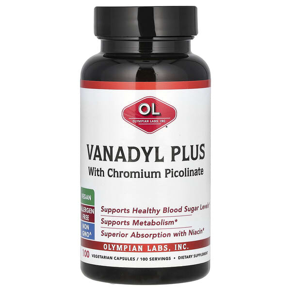 Olympian Labs Vanadyl Plus with Chromium Picolinate, 100 Vegetarian Capsules