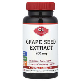 Olympian Labs, Grape Seed Extract, 200 mg, 100 Cápsulas Vegetarianas