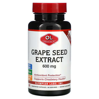 Olympian Labs, Grape Seed Extract, Maximum Strength, 600 mg, 60 Vegetarian Capsules