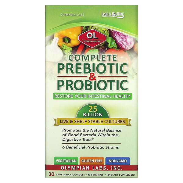 Olympian Labs, Complete Prebiotic & Probiotic, 30 Vegetarian Capsules