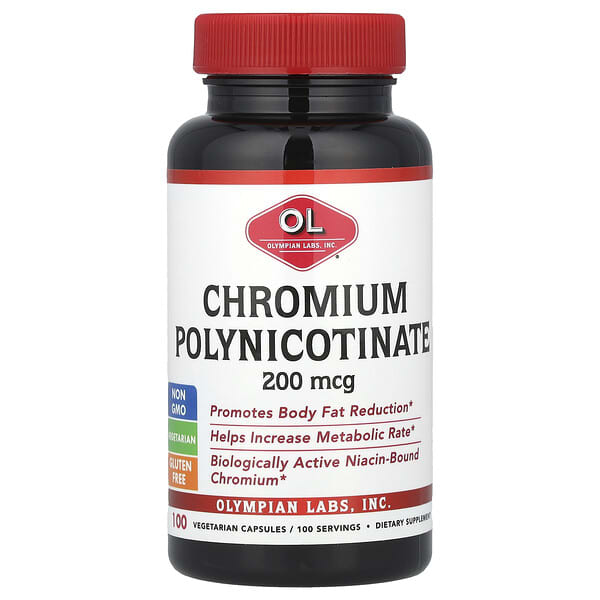 Olympian Labs Chromium Polynicotinate, 200 mcg, 100 Vegetarian Capsules