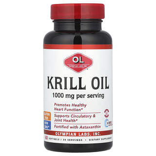 Olympian Labs, Huile de krill, 1000 mg, 60 capsules à enveloppe molle (500 mg par capsule à enveloppe molle)