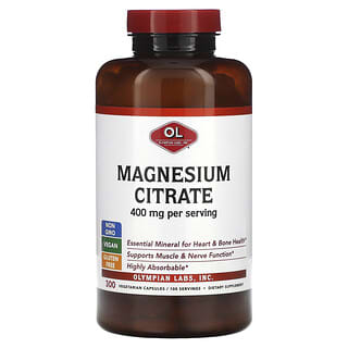 Olympian Labs, Citrato de Magnésio, 400 mg, 300 Cápsulas Vegetarianas (133 mg por Cápsula)