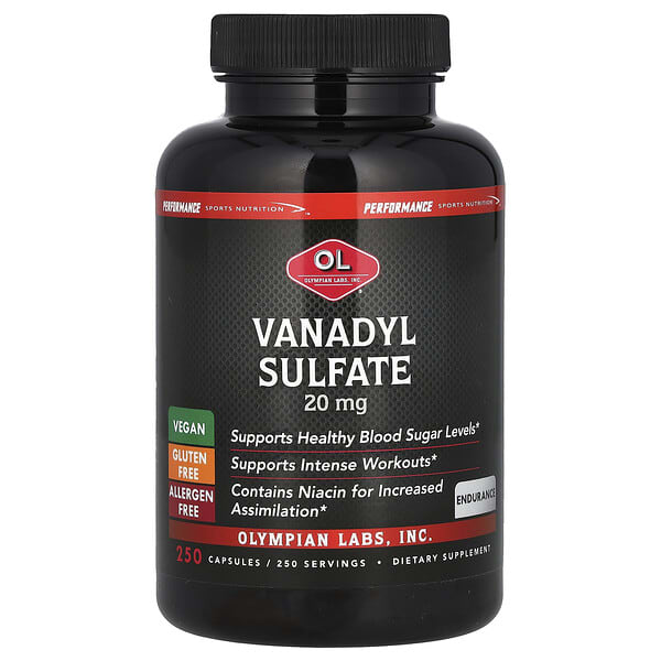 Olympian Labs Vanadyl Sulfate, 20 mg, 250 Capsules