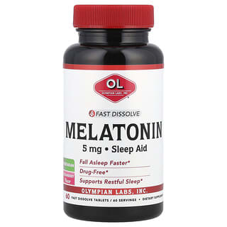 Olympian Labs, Melatonin, Fast Dissolve, Strawberry Flavor, 5 mg, 60 Fast Dissolve Tablets