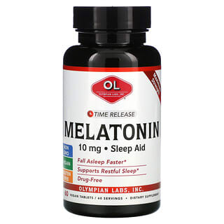 Olympian Labs, Melatonin, Time Release, 10 mg, 60 Vegan Tablets