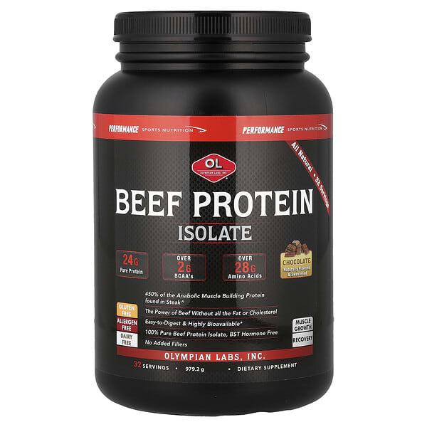 Olympian Labs, Aislado de proteína de carne de res, Chocolate, 979,2 g