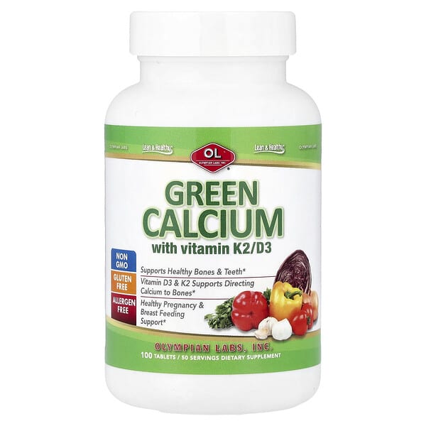 Green Calcium with Vitamin K2/D3, 100 Tablets