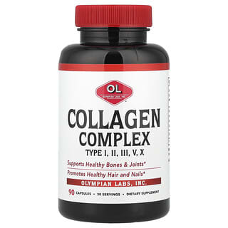 Olympian Labs, Collagen Complex Type I, II, III, V, X, 90 Capsules