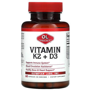 Olympian Labs, Vitamina K2 + D3, 60 cápsulas