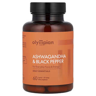 Olympian Labs, Ashwagandha & Black Pepper, Ashwagandha und schwarzer Pfeffer, 60 Kapseln