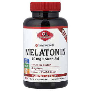 Olympian Labs, Melatonin, Zaman Salınımlı, 10 mg, 120 Tablet