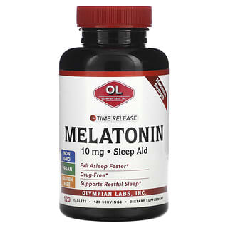 Olympian Labs, Melatonina, Liberación prolongada, 10 mg, 120 comprimidos