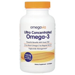 OmegaVia‏, "אומגה 3 מרוכזת במיוחד, 1,135 מ""ג, 60 כמוסות רכות."