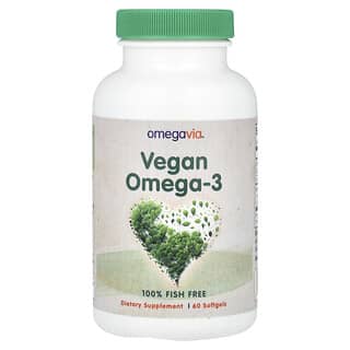 OmegaVia, 植物性オメガ3、ソフトジェル60粒