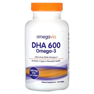 OmegaVia, DHA 600, Ômega-3, 120 Cápsulas Softgel
