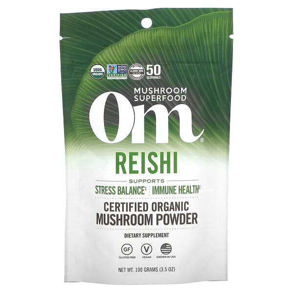 Om Mushrooms, 霊芝、認定オーガニックキノコ100％粉末、100g（3.5オンス）