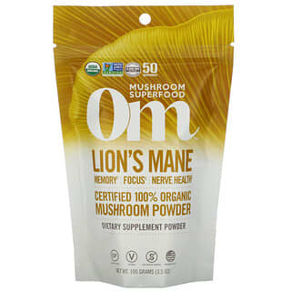 Om Mushrooms, Melena de león, Hongo 100% orgánico certificado en polvo, 100 g (3,5 oz)