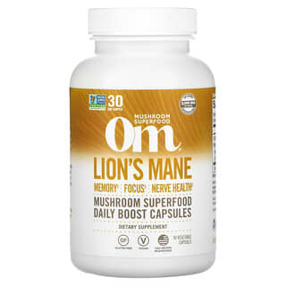Om Mushrooms, Суперхрана от гъба Lions's Mane, 2000 mg, 90 растителни капсули (667 mg на капсула)