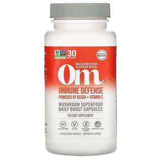 Om Mushrooms, Иммунная защита, на основе рейши и витамина C, 697 мг, 90 вегетарианских капсул