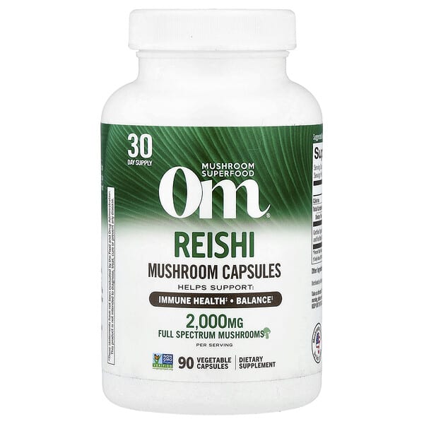 Om Mushrooms, 영지버섯 캡슐, 베지 캡슐 90정(캡슐 1정당 666mg)