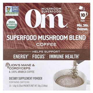 Om Mushrooms, 버섯 커피 블렌드, 10팩, 개당 5.9g(0.21oz)