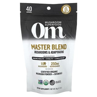 Om Mushrooms, Master Blend, сертифицированный порошок из органических грибов + растительные ингредиенты, 90 г (3,17 унции)