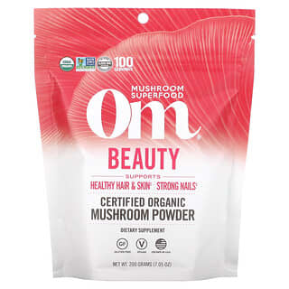 Om Mushrooms, Сертифицированный органический грибной порошок, для красоты, 200 г (7,05 унции)