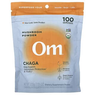 Om Mushrooms, Paddenstoelenpoeder, Chaga, 200 g