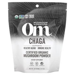 Om Mushrooms, Chaga, Hongos orgánicos certificados en polvo, 200 g (7,05 oz)