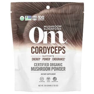 Om Mushrooms, Hongo orgánico certificado en polvo, Cordyceps, 200 g (7,05 oz)