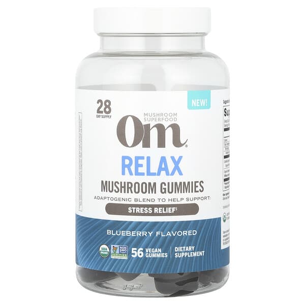 Relax Mushroom Gummies, Blueberry, 56 Vegan Gummies