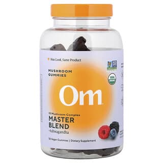 Om Mushrooms, Master Blend, Mushroom Gummies, Mixed Berry, 56 Vegan Gummies