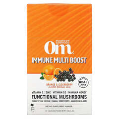 Om Mushrooms, Immune Multi Boost, Orange & Elderberry Juice Drink Mix, 10 Packets, 0.53 oz (15 g) Each