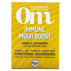 Om Mushrooms, Immune Multi Boost, Lemon & Elderberry Juice Drink Mix, 10 Packets, 0.53 oz (15 g) Each