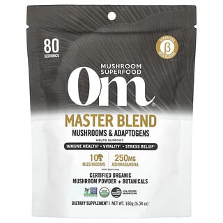 Om Mushrooms, Master Blend, сертифицированный порошок из органических грибов + растительные ингредиенты, 180 г (6,34 унции)
