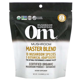 Om Mushrooms, Certified Organic Mushroom Powder + Botanicals, Mushroom Master Blend, 176 г (6,2 унции)
