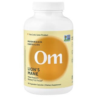 Om Mushrooms, Lion's Mane Mushroom Capsules, 180 plantaardige capsules (666 mg per capsule)