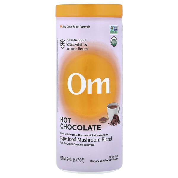 Om Mushrooms, 슈퍼 푸드 버섯 혼합물, 핫초코 맛, 240g(8.47oz)