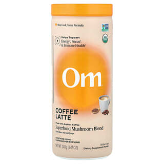 Om Mushrooms, Superfood Mushroom Blend, Coffee Latte, 8.47 oz (240 g)