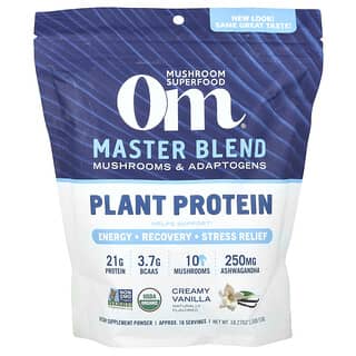 أوم ماشروم‏, Master Blend Plant Protein ، كريمة الفانيليا ، 1.14 رطل (518 جم)